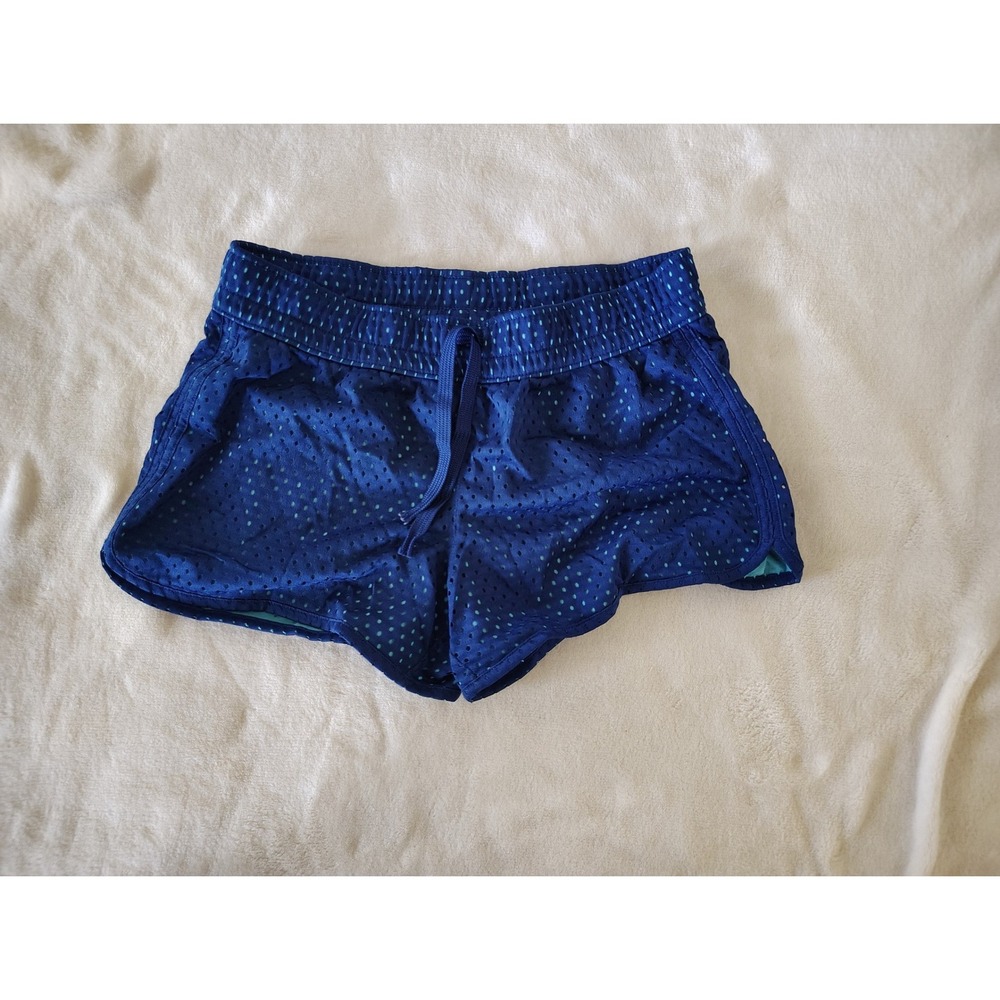 Athletic Works Womens Navy Blue Mesh Running Shorts Small 4-6 Teal Lining Gym